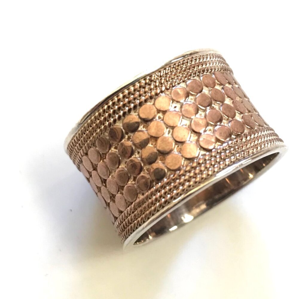 Anna Beck Classic Band Ring Womens 10 Two Tone 18K Gold .925 Sterling Silver - Picture 3 of 11